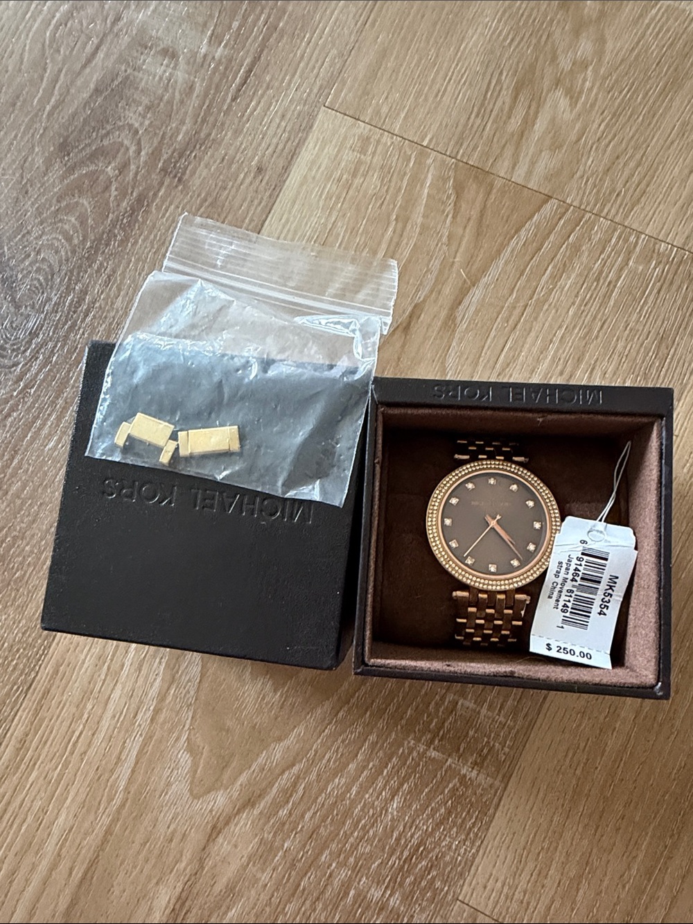 Michael Kors Rose Gold Tone Crystal Accent Bracelet Watch